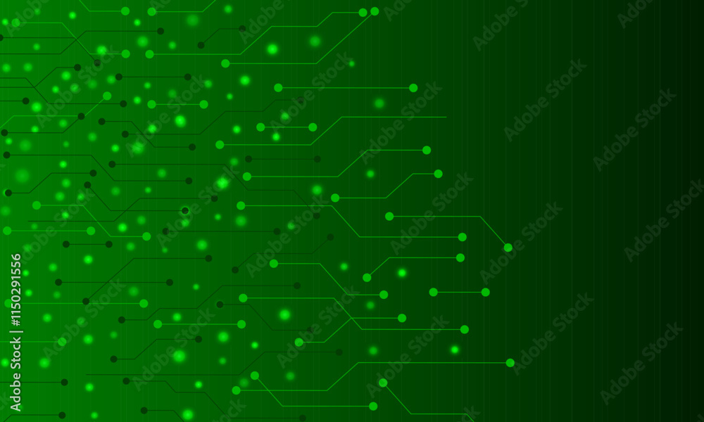 Obraz premium Abstract green electronic circuit technology background