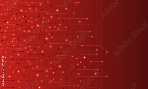 Abstract red electronic circuit technology background