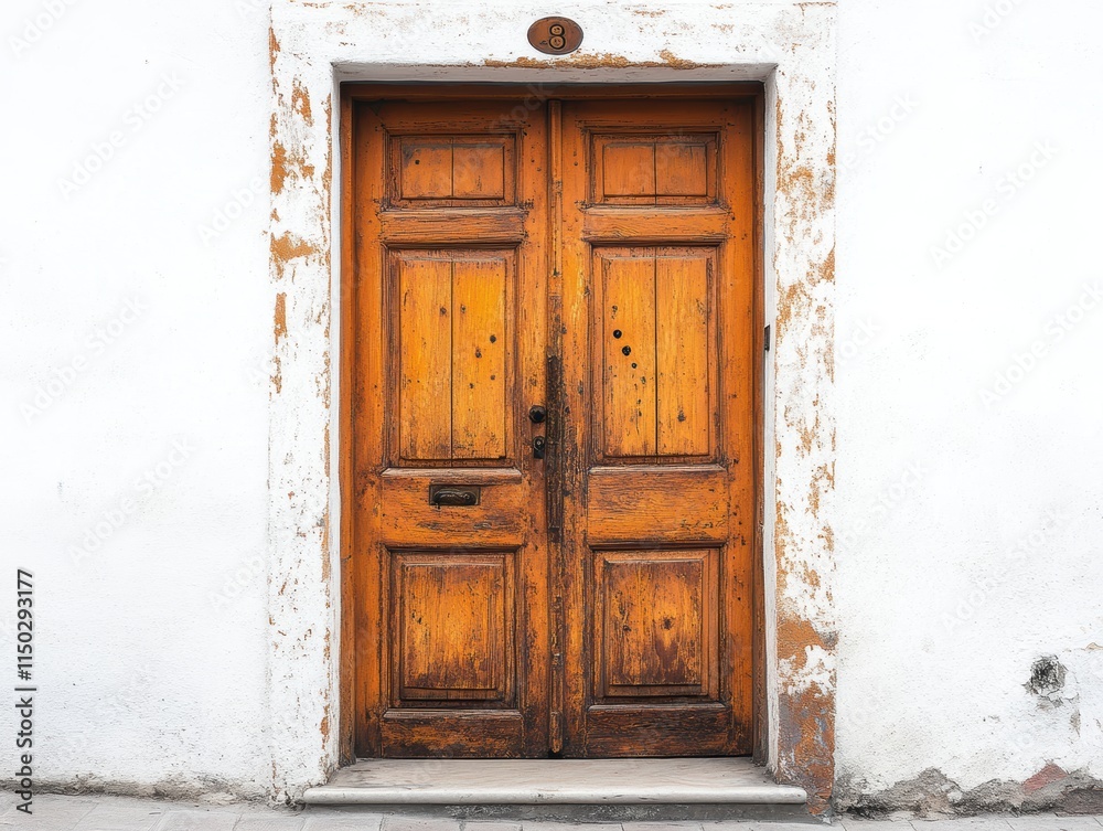 Old rustic wooden door on white background Old rustic wooden door on white background