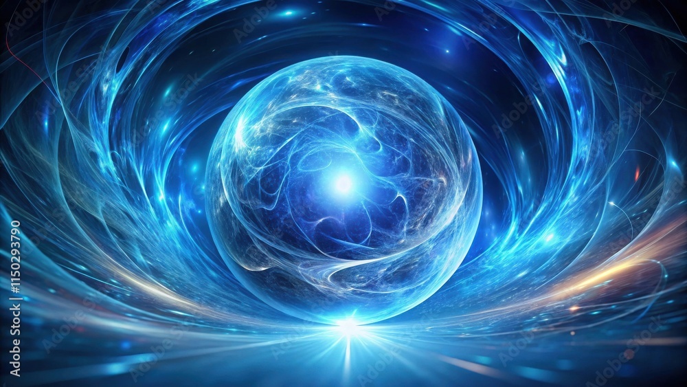 Obraz premium Abstract Glowing Orb in a Swirling Nebula of Light and Energy