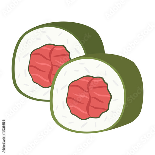 Asian cuisine including sushi, dumplings, and seafood dishes. Flat vector Illustration