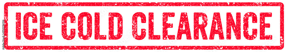 Ice Cold Clearance Stamp Transparent Seal, Red Grunge Ice Cold Clearance Word Rubber Stamp Seal