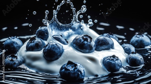 Wallpaper Mural yogurt splash with blueberries isolated on black background - food, drink, lifestyle, healthy, diet design element PBG cutout Torontodigital.ca