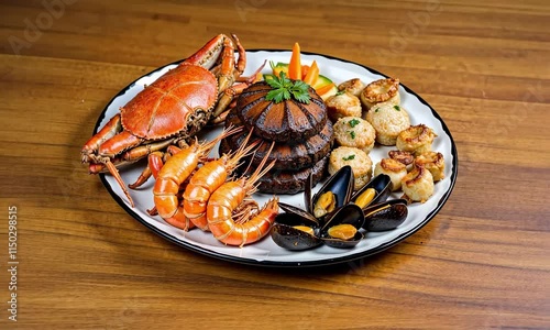 Indulge in a Gourmet Seafood Platter: Fresh Lobster, Shrimp, Mussels, and More for a Delicious Dining Experience photo