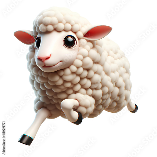 3D Cute sheep isolated on white background