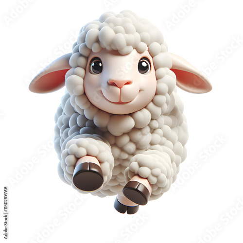 3D Cute sheep isolated on white background