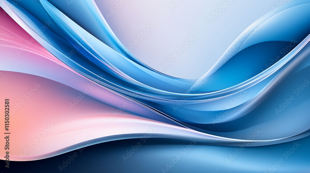 Naklejka premium Abstract wave background with soft blue and pink hues.