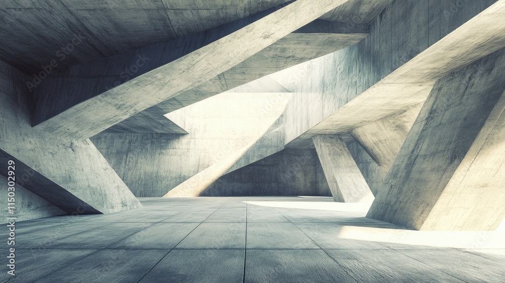 3D render of abstract futuristic architecture with empty concrete floor 3D render of abstract futuristic architecture with empty concrete floor