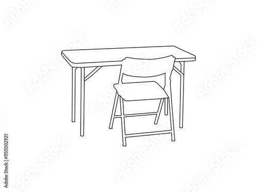 chair and table vector outline.