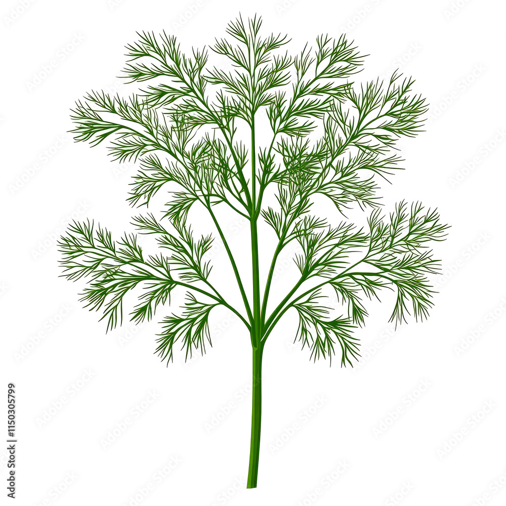 Obraz premium Dill herb sprig, isolated on white background.