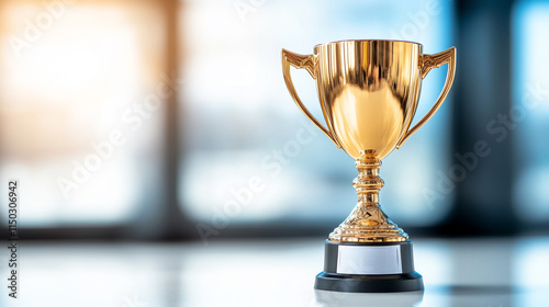 Shiny gold trophy symbolizing achievement and success.