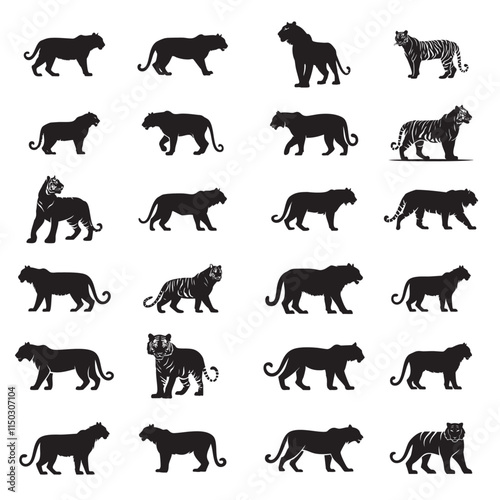 tiger silhouette set photo