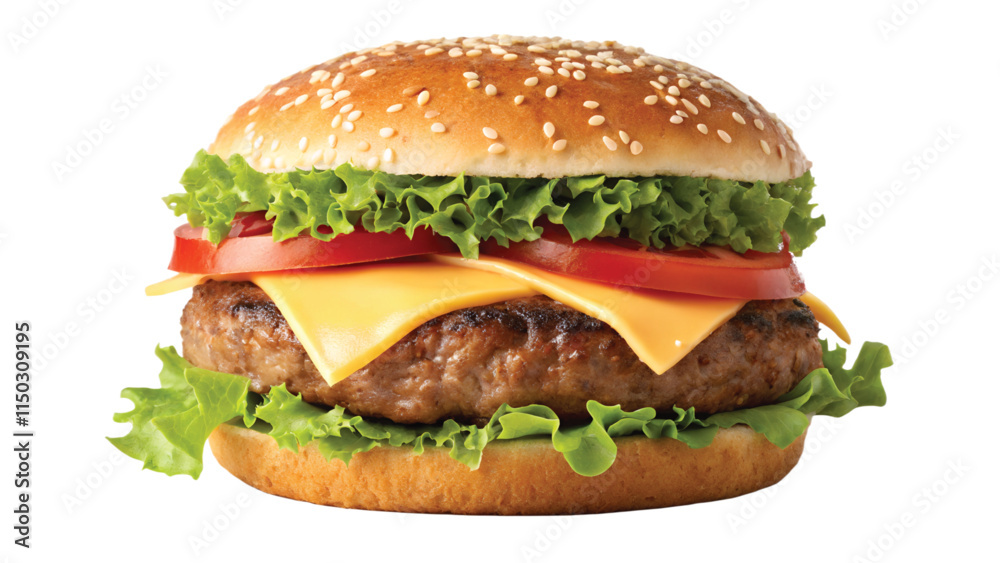 Fresh beef burger isolated on transparent background Fresh beef burger isolated on transparent background