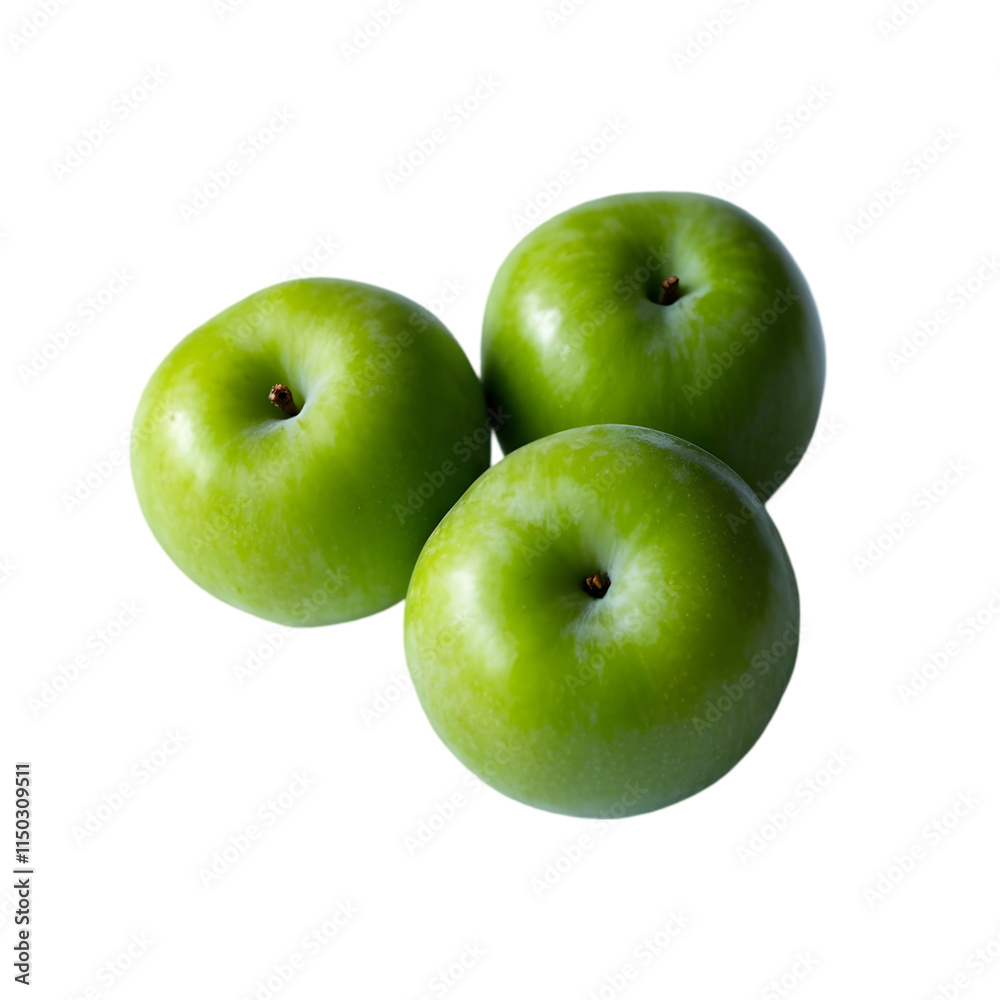 Raw Green Organic Pluots on transparent background Raw Green Organic Pluots on transparent background