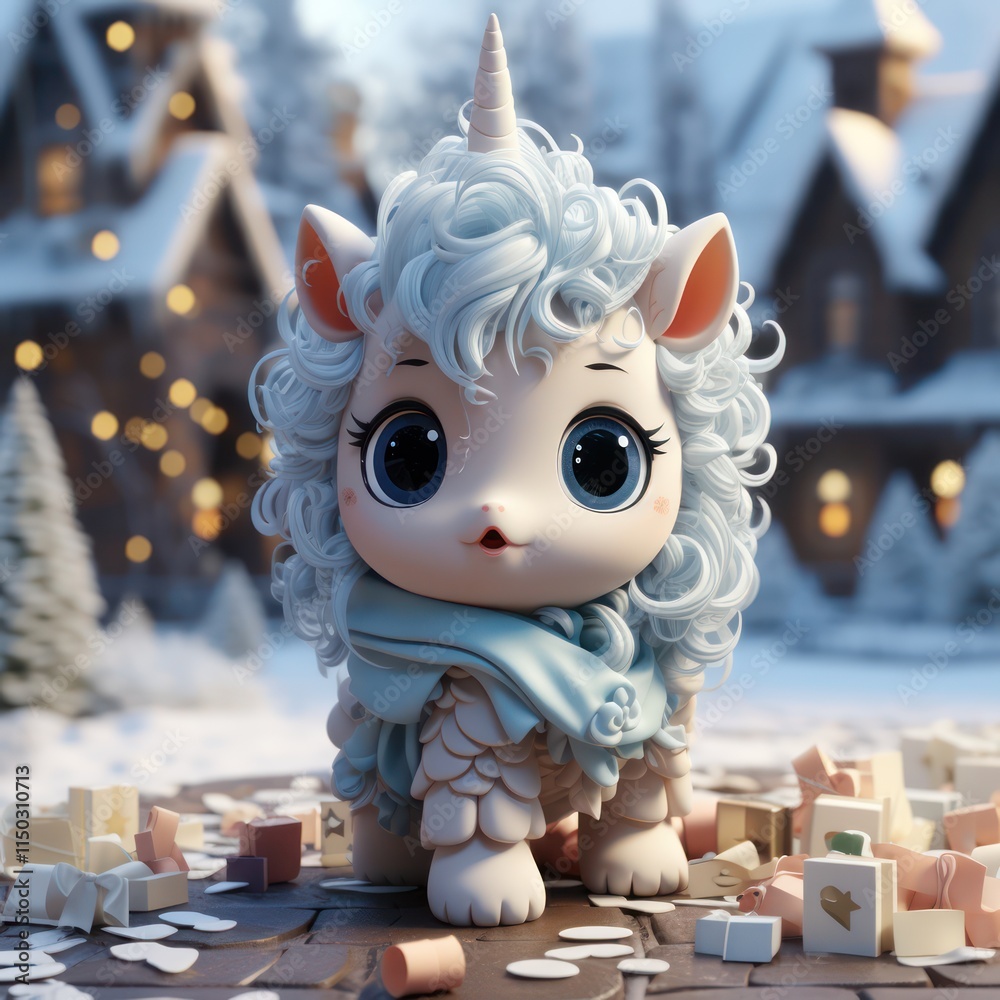 Fototapeta premium super cute baby winter snow By Generated AI