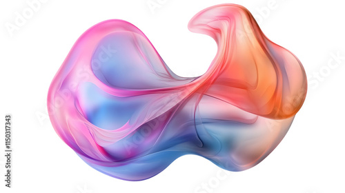 Abstract colorful gradient blob featuring smooth flowing curves and vibrant shades of pink, blue, and orange Isolated on transparent background