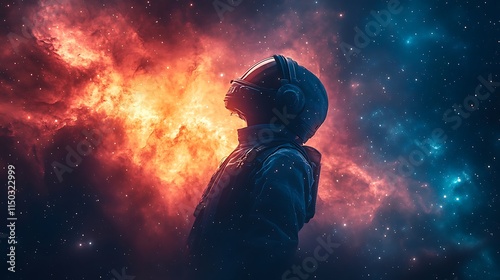 Cosmic horizon with dazzling sky and magnificent structures glowing in radiant colors picture
