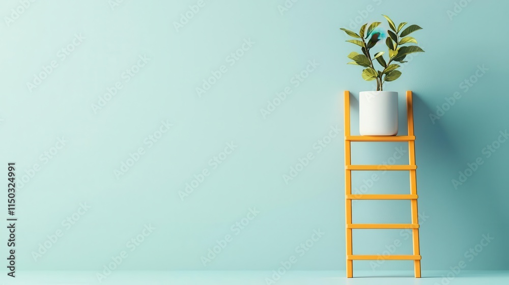 Illustration of a digital ladder with ETFs and mutual funds as steps, structured growth, diversified investment Illustration of a digital ladder with ETFs and mutual funds as steps, structured growth, diversified investment