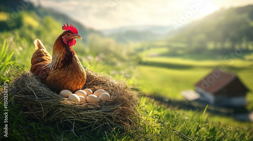 Chickens on the nest, Laying hens