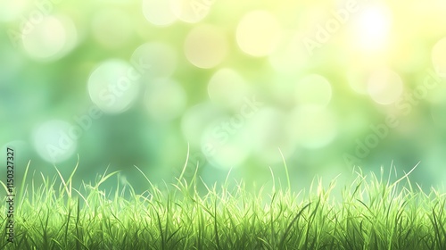 Green Grass Blades Against Soft Bokeh Background