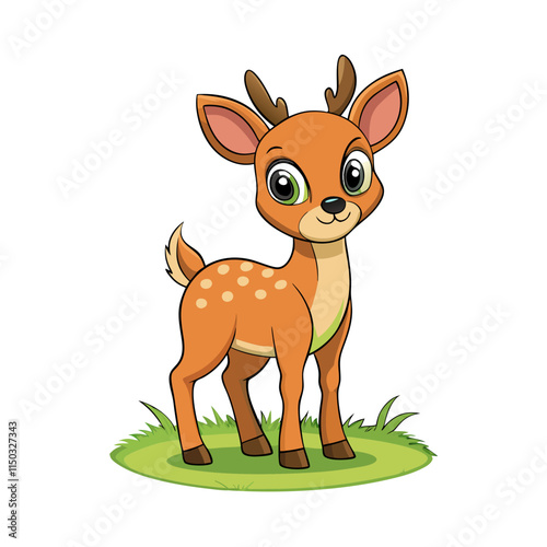 A cute deer with small antlers and big eyes vector illustration