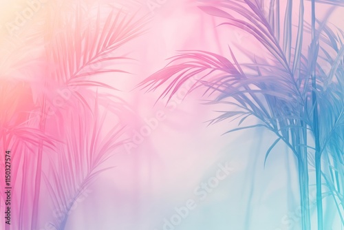 pastel soft multi-colored gradient background with palm trees