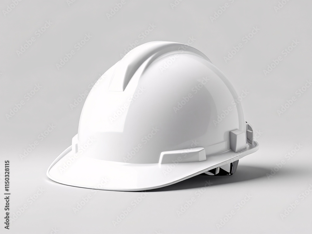 White hard hat for construction site safety. White hard hat for construction site safety.