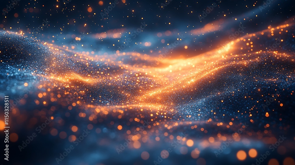 Fototapeta premium Luminous particles glowing within an abstract landscape of cosmic energy and light wallpaper image