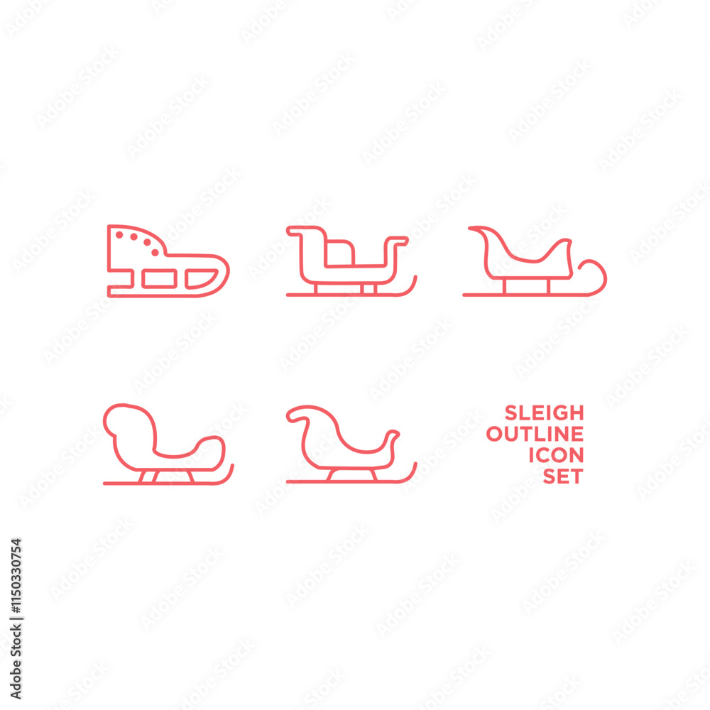 Fototapeta premium Sleigh icons set vector logo template design illustration.