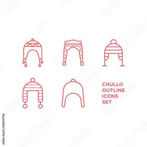 Winter hat (chullo) icons set vector logo template design illustration.