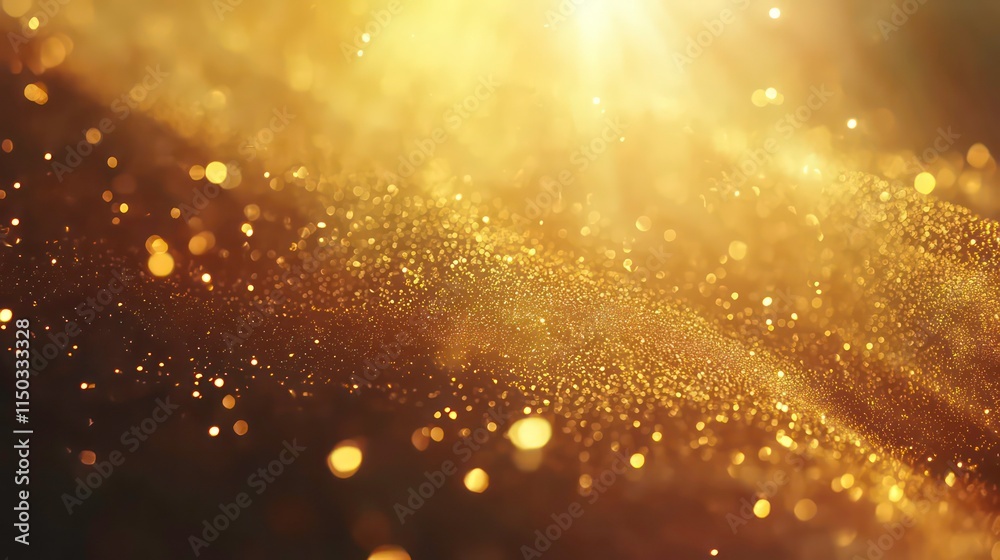 Abstract gold glitter background with light rays and bokeh effect. Abstract gold glitter background with light rays and bokeh effect.