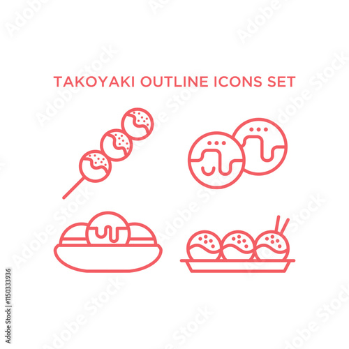 Takoyaki icons set vector logo template design illustration.
