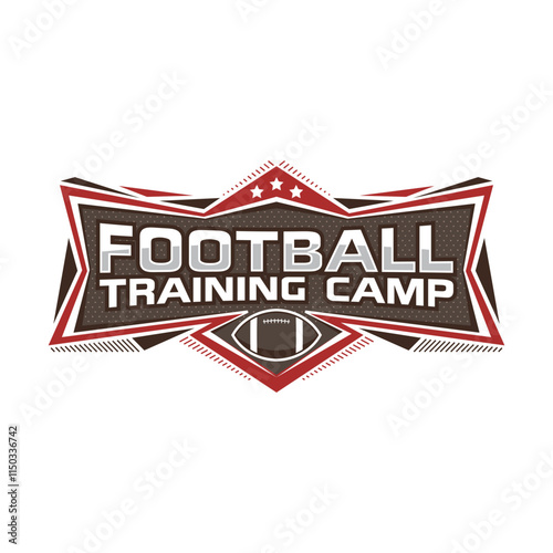American Football Training Camp Sports Vector Illustration and Badge.