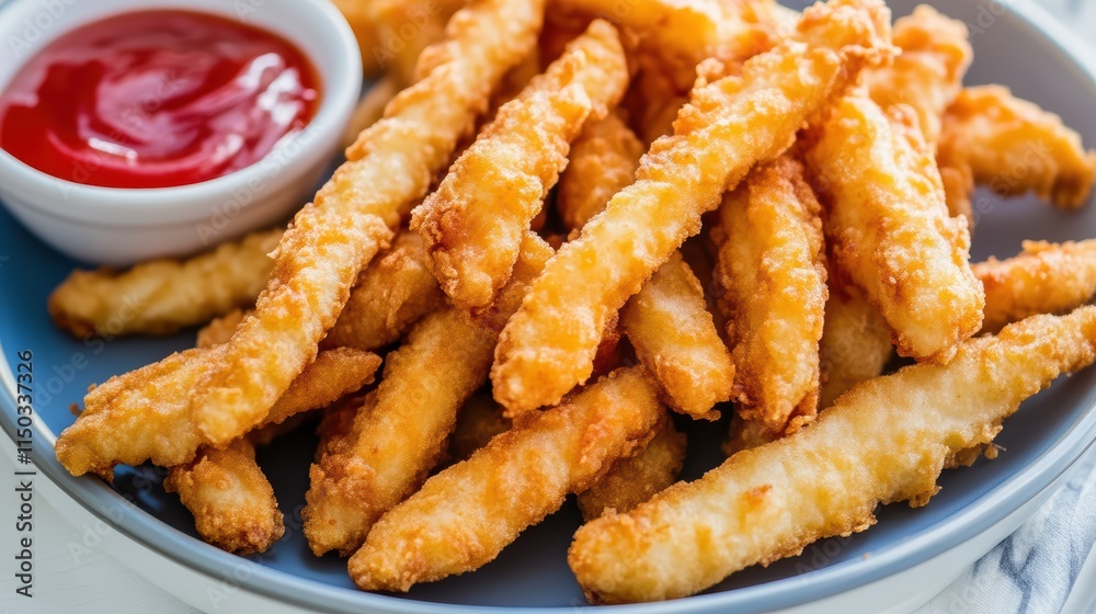 Crispy Fried Sticks with Ketchup Crispy Fried Sticks with Ketchup
