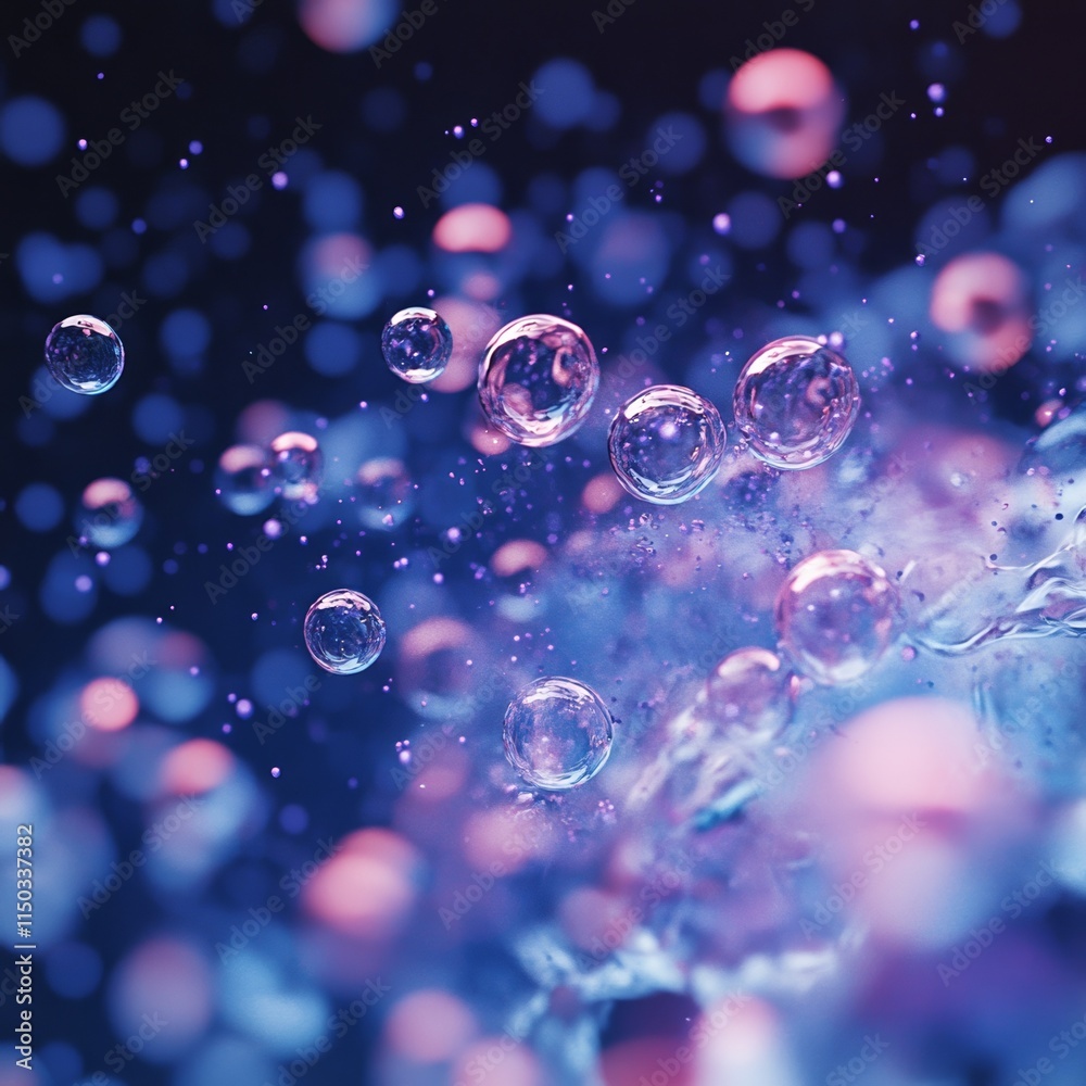 Colorful bubbles floating in vivid water. Colorful bubbles floating in vivid water.