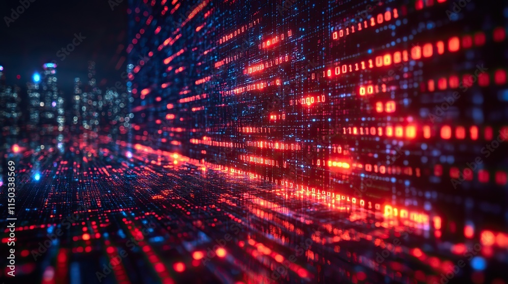 Fototapeta premium Abstract digital binary code graphics illustrate data security and software protection from hackers