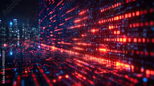 Abstract digital binary code graphics illustrate data security and software protection from hackers