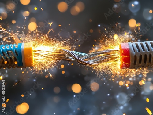 Electric wires sparking with vibrant energy.