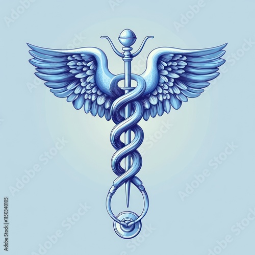 Winged Caduceus Medical Symbol with Stethoscope photo