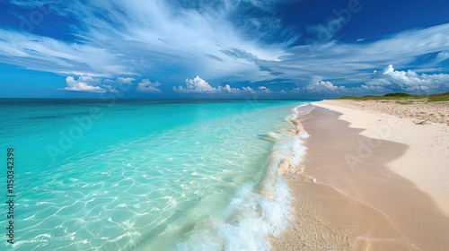 Fototapeta Naklejka Na Ścianę i Meble -  Pristine beach with crystal-clear turquoise waters