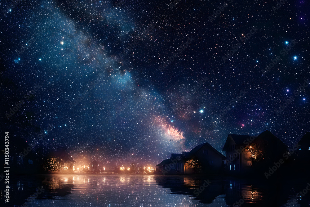 Fototapeta premium Starry sky. Night scape with beautiful starry sky