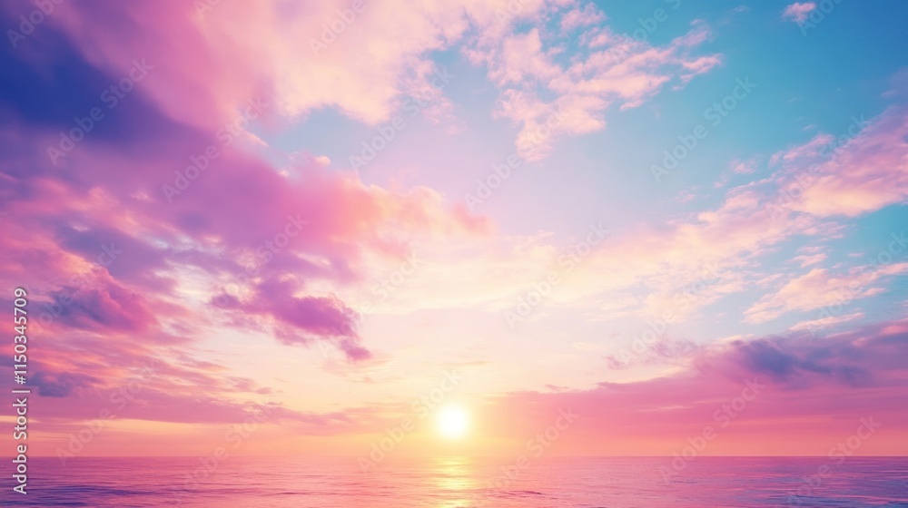 Serene Sunset over the Ocean: A Breathtaking View of Pink and Orange Hues Serene Sunset over the Ocean: A Breathtaking View of Pink and Orange Hues