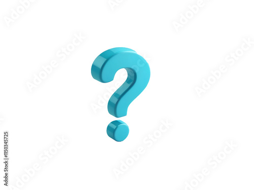 3d question mark symbol icon in transparent background