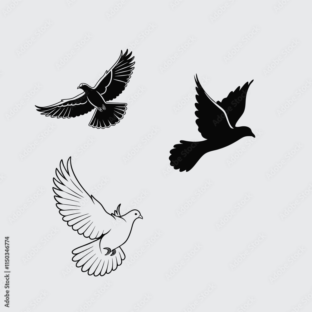 Obraz premium Dove bird image silhouette vector art and illustration