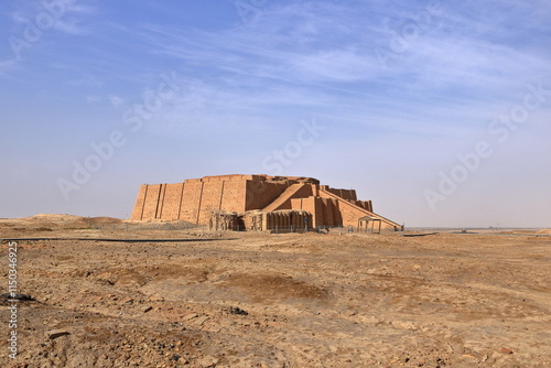 restored ziggurat in ancient Ur, sumerian temple, Iraq photo
