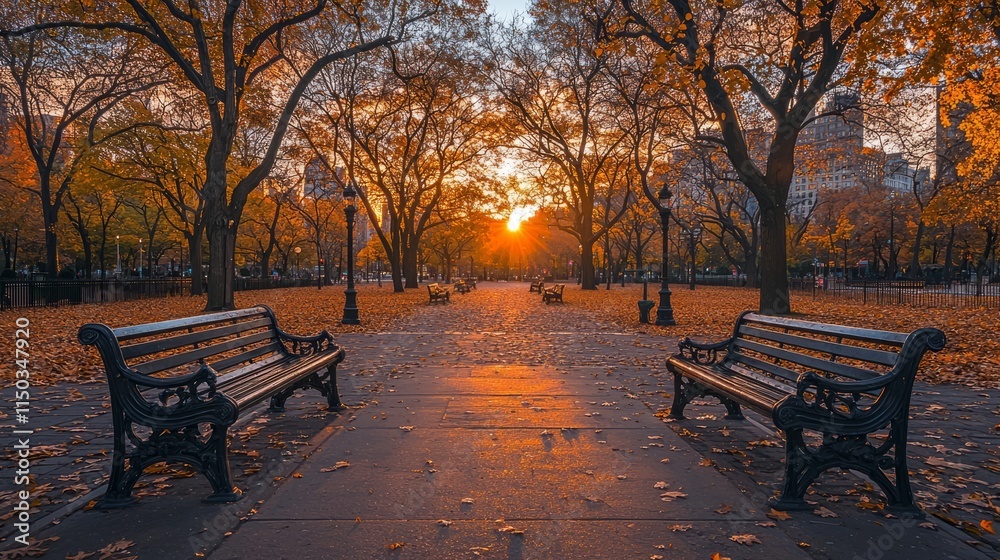 Autumn Sunset in a Peaceful Park Setting Autumn Sunset in a Peaceful Park Setting