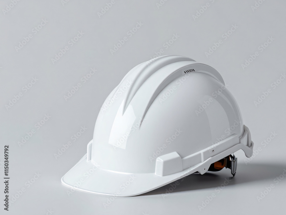 White hard hat for construction site safety. White hard hat for construction site safety.