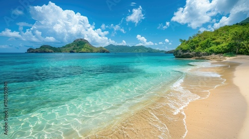 Fototapeta Naklejka Na Ścianę i Meble -  Pristine beach with crystal-clear turquoise waters