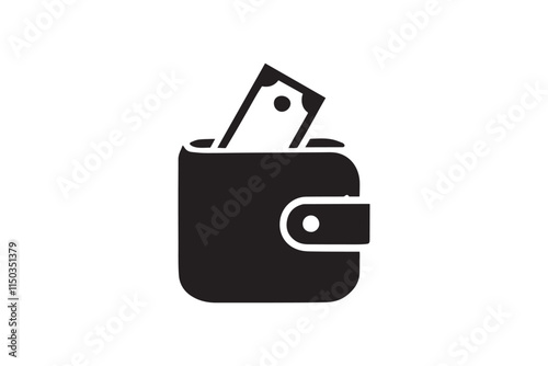 minimalist money bag wallet vector silhouette black color in white background