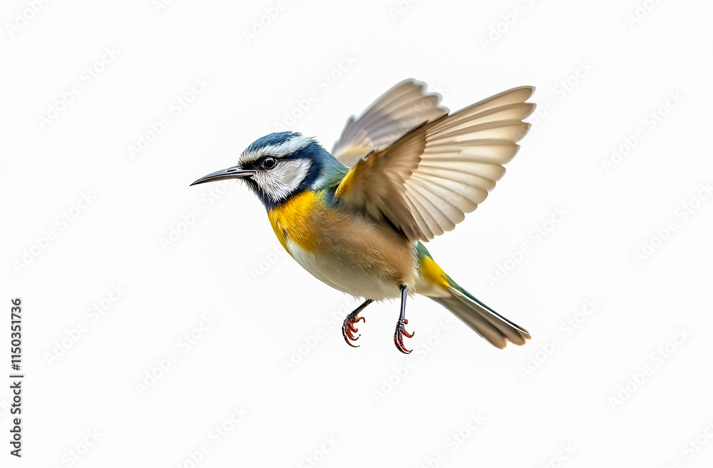 Fototapeta premium tit in flight on a white background